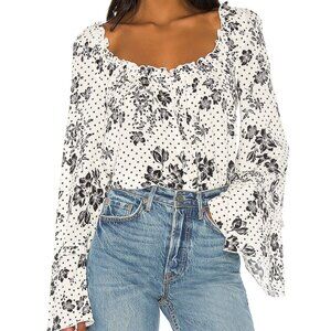 Free People One On One Date Ivory Floral Bodysuit Women's Size X-Small XS